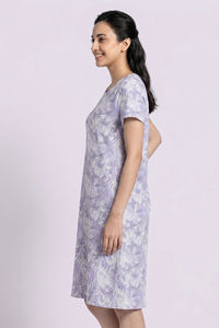 Zivame Beach Collection Knit Poly Knee Length Nightdress With Inbuilt Slip on Bra - Blanc De — thumbnail 3